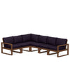 Edge 6 Piece Sectional Set Teak Frame Navy Linen Cushion