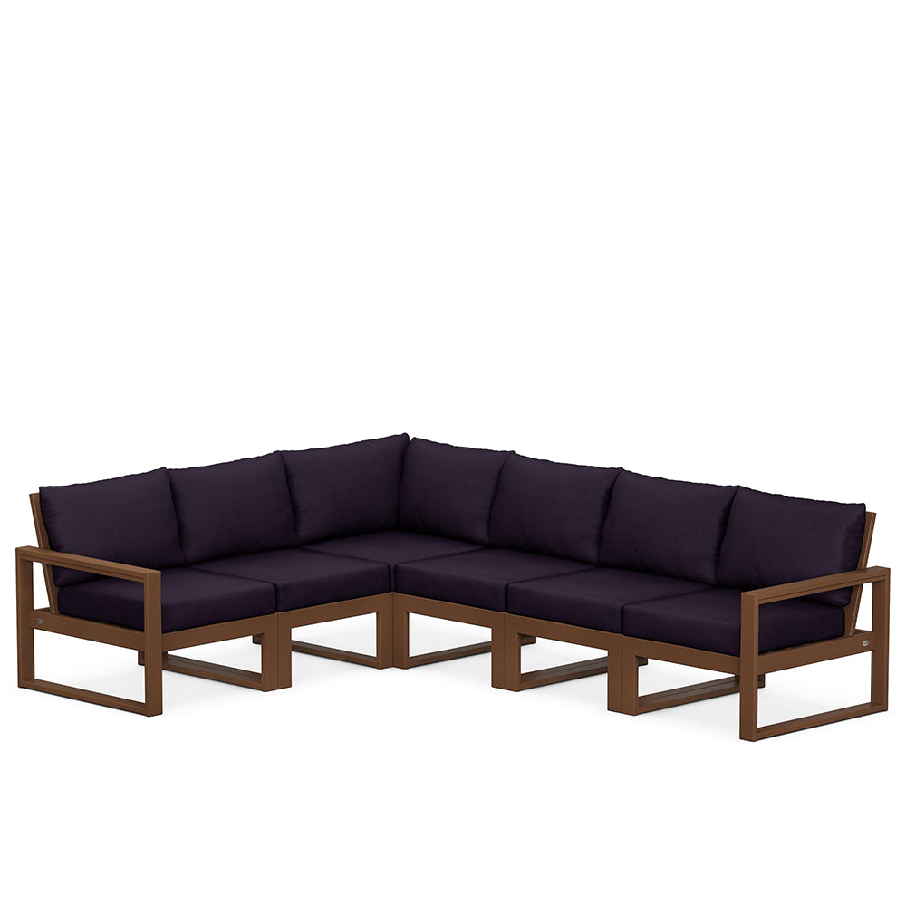 Edge 6 Piece Sectional Set Teak Frame Navy Linen Cushion, image 80