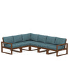 Edge 6 Piece Sectional Set Teak Frame Ocean Teal Cushion