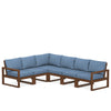 Edge 6 Piece Sectional Set Teak Frame Sky Blue Cushion