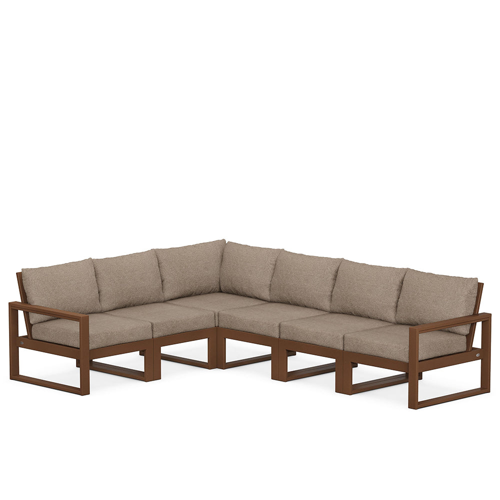 Edge 6 Piece Sectional Set Teak Frame Spiced Burlap Cushion, image 83