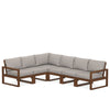 Edge 6 Piece Sectional Set Teak Frame Weathered Tweed Cushion