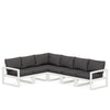 Edge 6 Piece Sectional Set White Frame Ash Charcoal Cushion