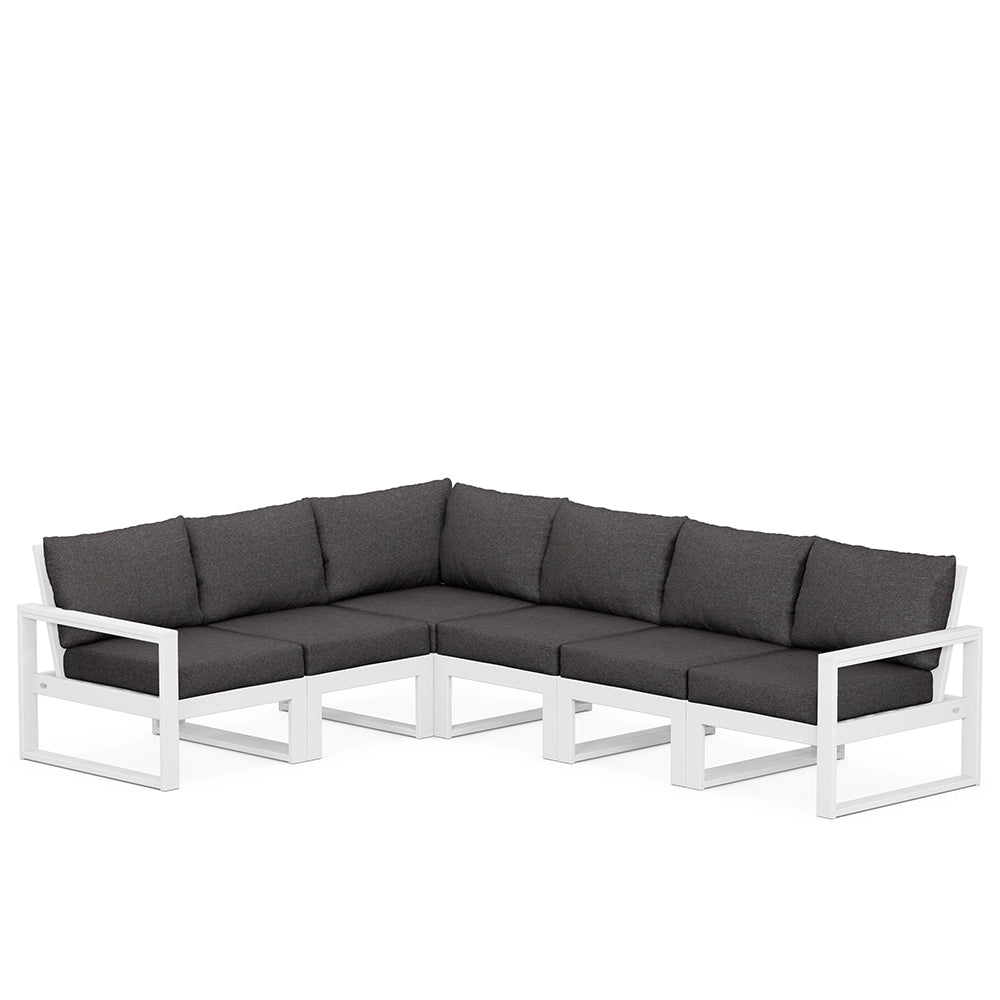 Edge 6 Piece Sectional Set White Frame Ash Charcoal Cushion, image 85