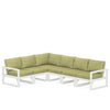 Edge 6 Piece Sectional Set White Frame Charteuse Boucle Cushion