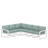 Edge 6 Piece Sectional Set White Frame Glacier Spa Cushion