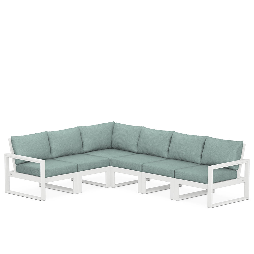 Edge 6 Piece Sectional Set White Frame Glacier Spa Cushion, image 90