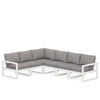 Edge 6 Piece Sectional Set White Frame Grey Mist Cushion