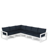 Edge 6 Piece Sectional Set White Frame Marine Indigo Cushion