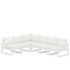 Edge 6 Piece Sectional Set White Frame Natural Linen Cushion