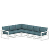 Edge 6 Piece Sectional Set White Frame Ocean Teal Cushion