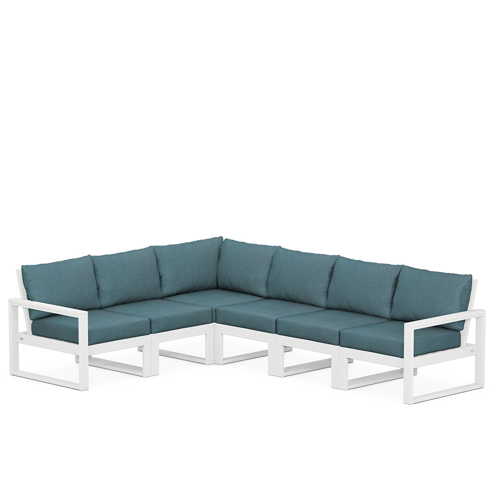 Edge 6 Piece Sectional Set White Frame Ocean Teal Cushion, image 95