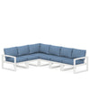 Edge 6 Piece Sectional Set White Frame Sky Blue Cushion