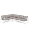 Edge 6 Piece Sectional Set White Frame Weathered Tweed Cushion