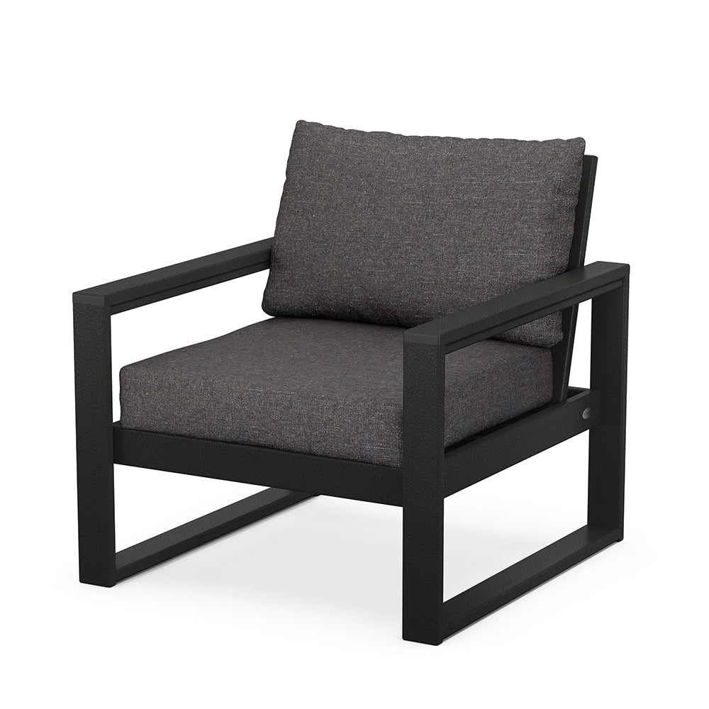 Edge Club Chair Black Frame Ash Charcoal Cushion