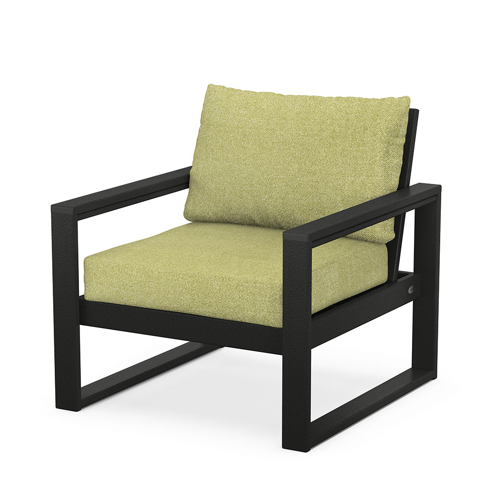 Edge Club Chair Black Frame Chartreuse Boucle Cushion