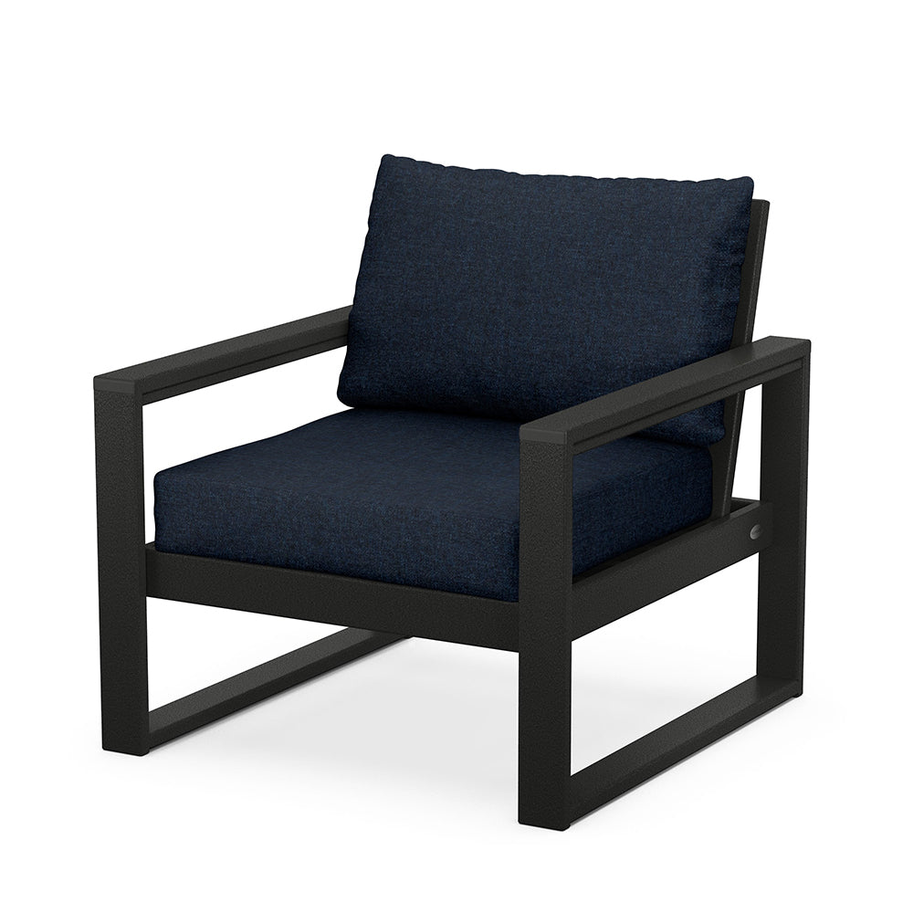 Edge Club Chair Black Frame Marine Indigo Cushion