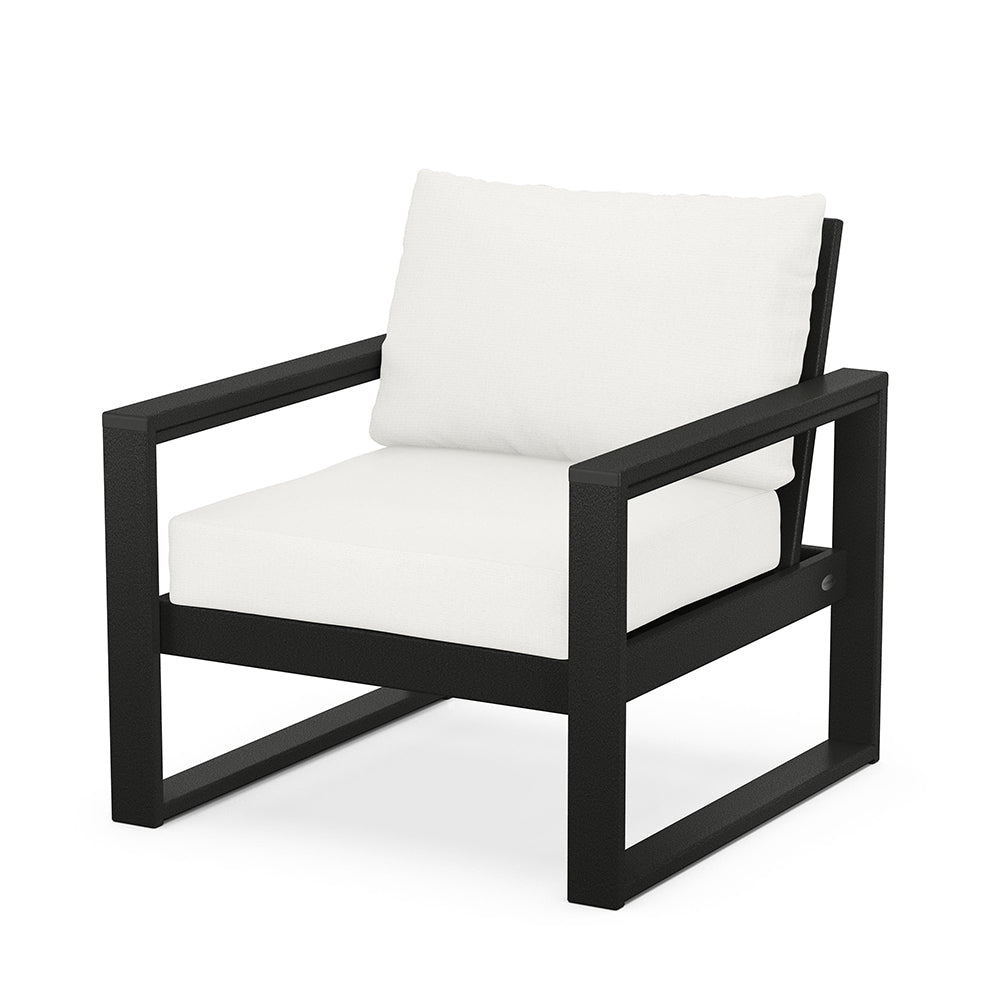 Edge Club Chair Black Frame Natural Linen Cushion