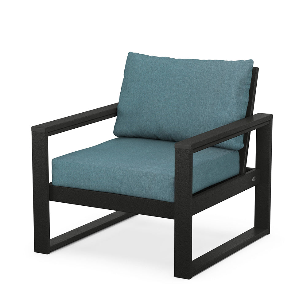 Edge Club Chair Black Frame Ocean Teal Cushion