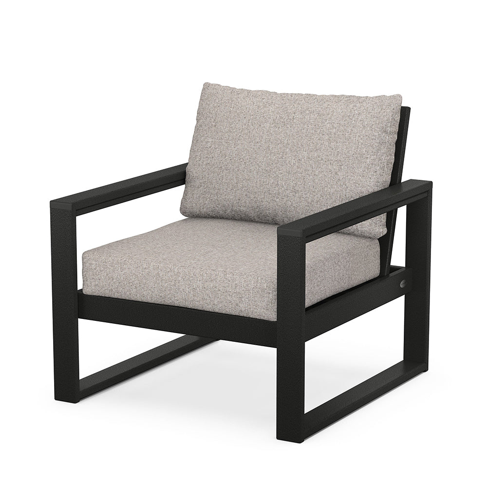 Edge Club Chair Black Frame Weathered Tweed Cushion