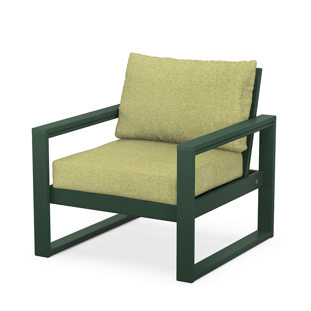 Edge Club Chair Green Frame Chartreuse Boucle Cushion