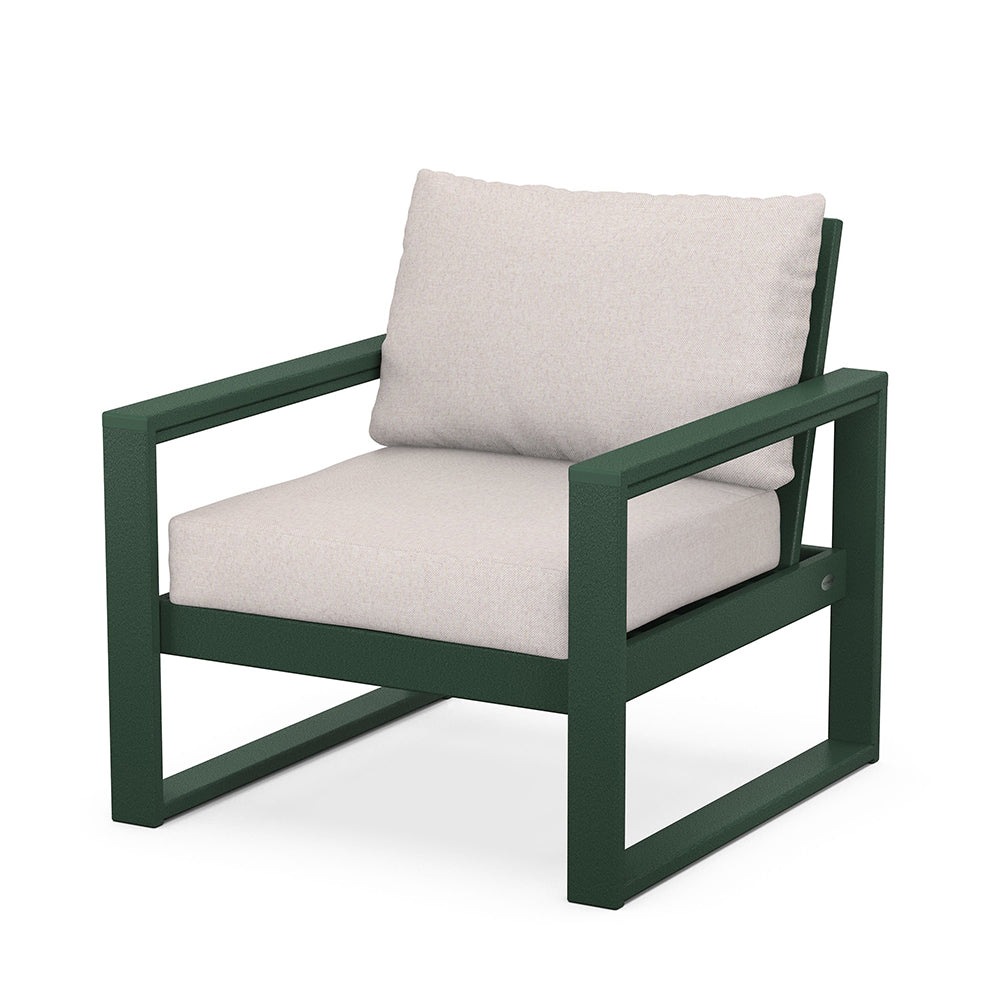 Edge Club Chair Green Frame Dune Burlap Cushion