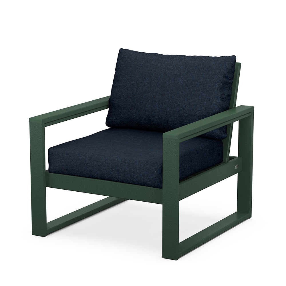 Edge Club Chair Green Frame Marine Indigo Cushion