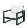 Edge Club Chair Green Frame Natural Linen Cushion