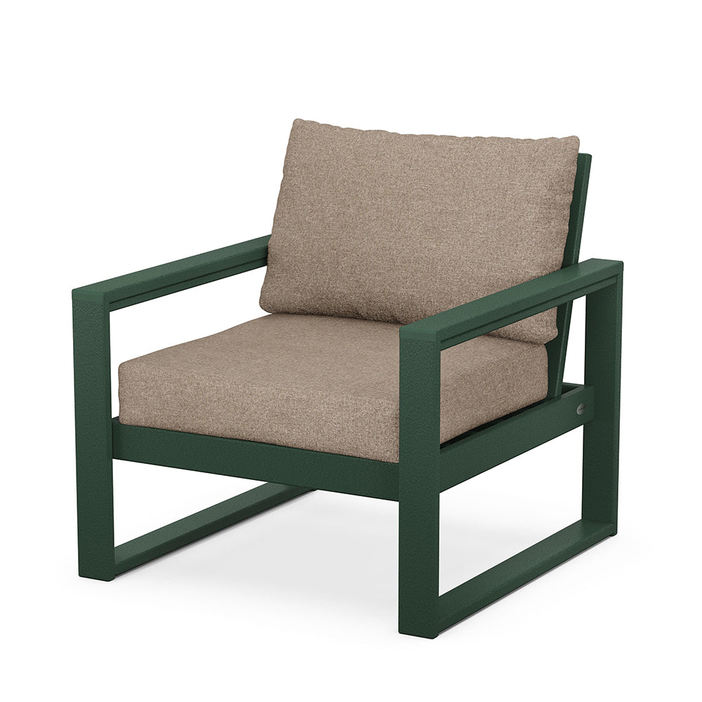 Edge Club Chair Green Frame Spiced Burlap Cushion