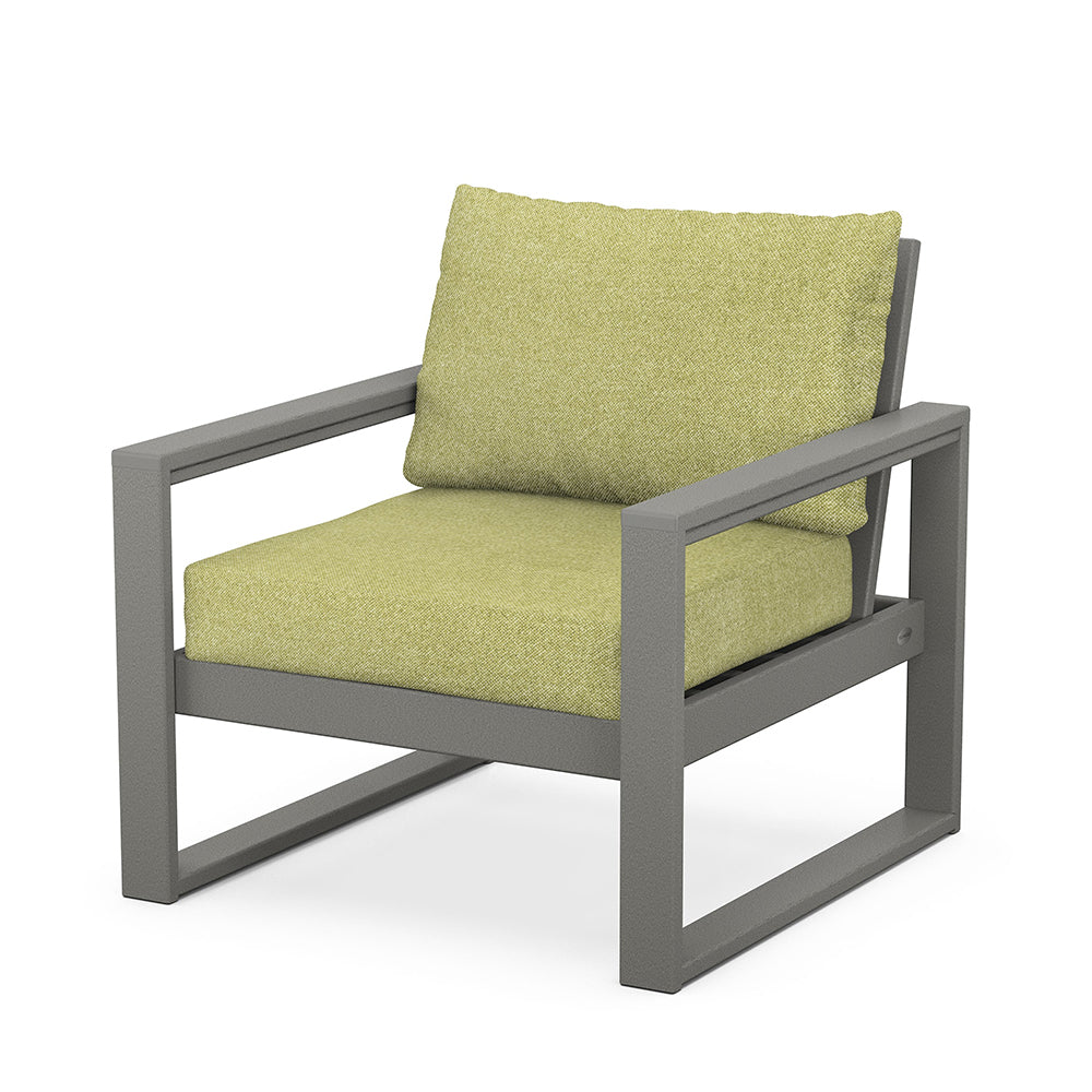 Edge Club Chair Grey Frame Chartreuse Boucle Cushion