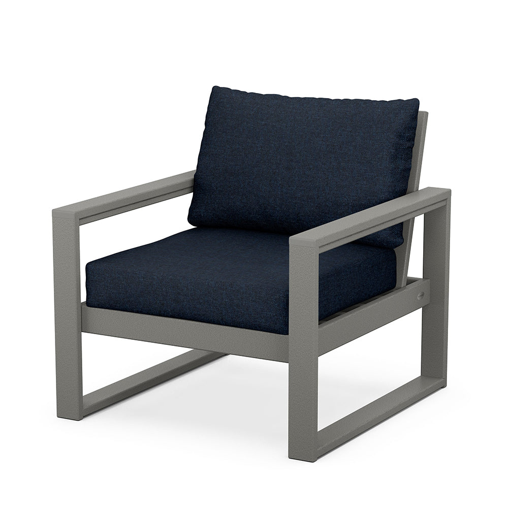 Edge Club Chair Grey Frame Marine Indigo Cushion, image 35