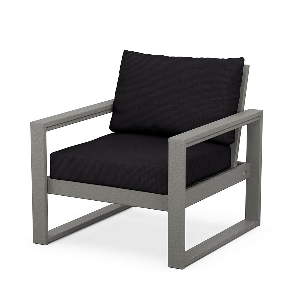 Edge Club Chair Grey Frame Midnight Linen Cushion, image 36