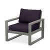 Edge Club Chair Grey Frame Navy Linen Cushion