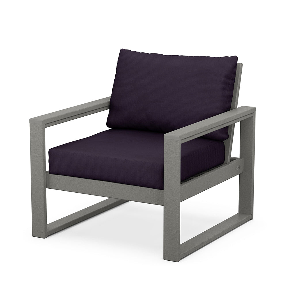 Edge Club Chair Grey Frame Navy Linen Cushion, image 38