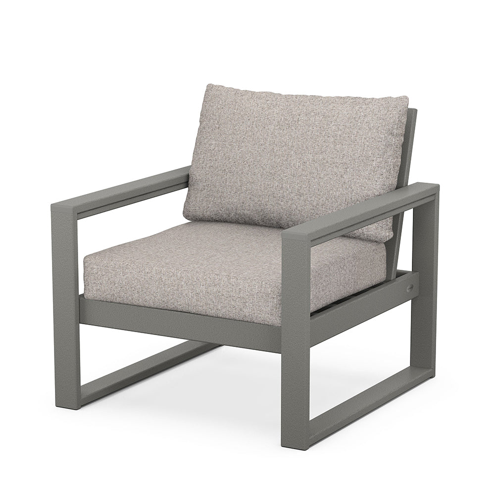 Edge Club Chair Grey Frame Weathered Tweed Cushion