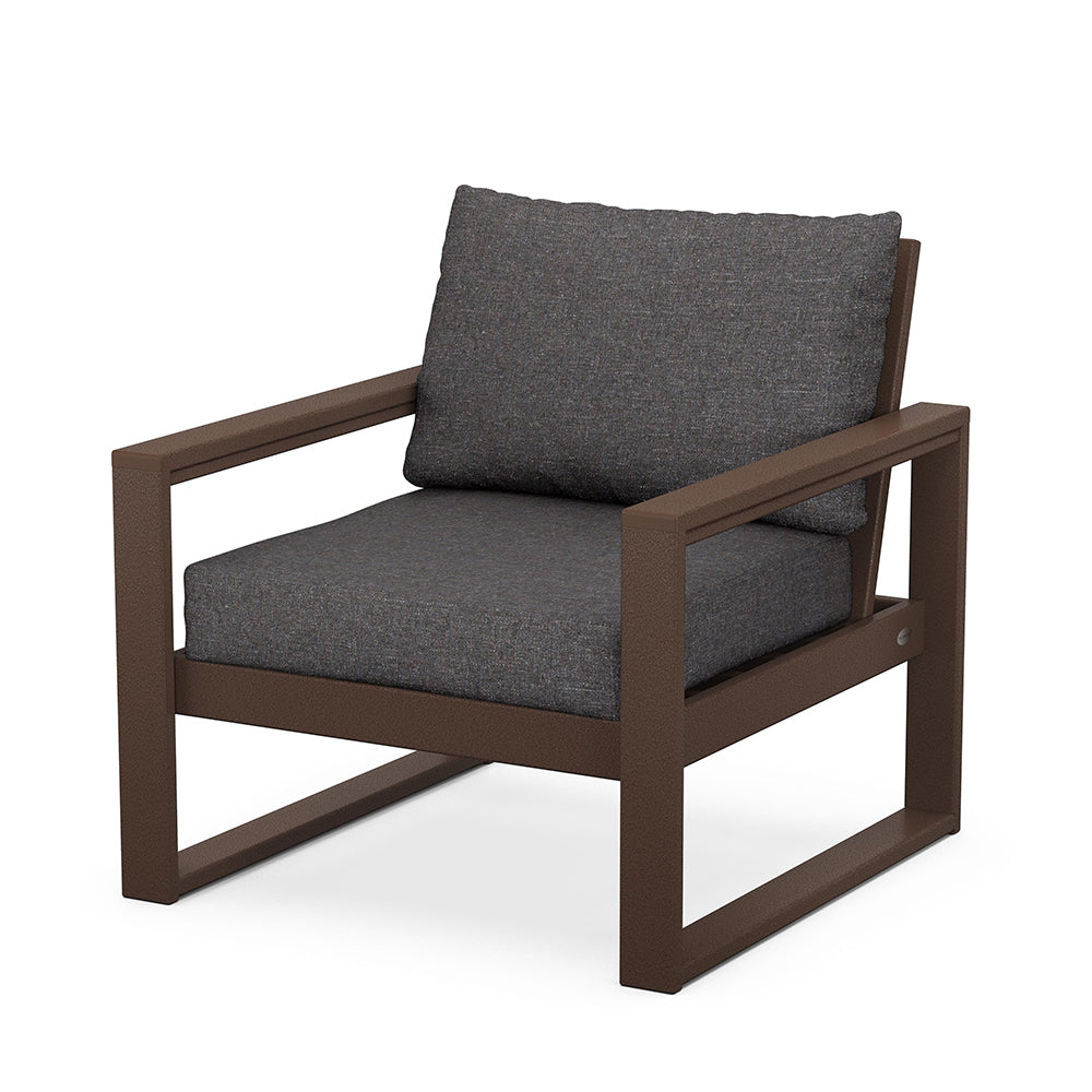 Edge Club Chair Mahogany Frame Ash Charcoal Cushion