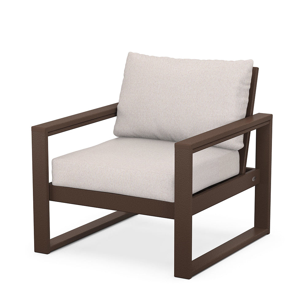 Edge Club Chair Mahogany Frame Dune Burlap Cushion