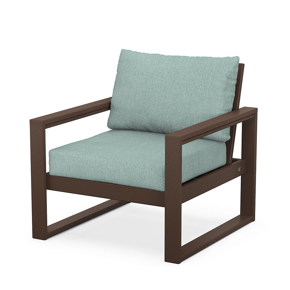 Edge Club Chair Mahogany Frame Glacier Spa Cushion