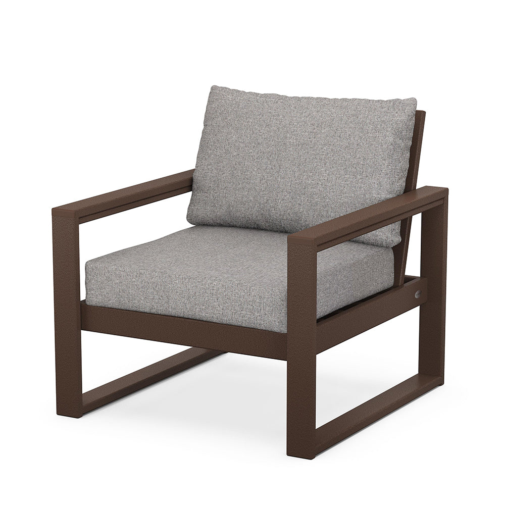 Edge Club Chair Mahogany Frame Grey Mist Cushion