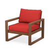 Edge Club Chair Teak Frame Crimson Linen Cushion