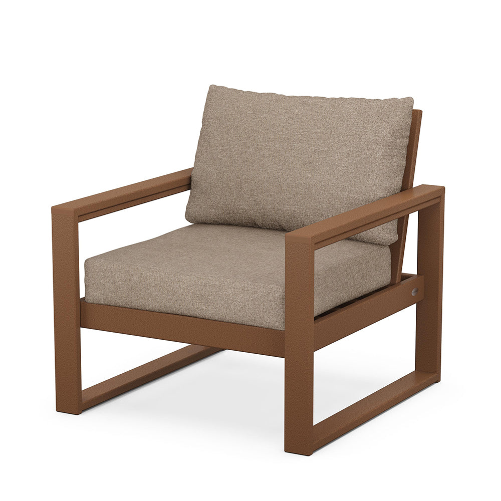 Edge Club Chair Teak Frame Spiced Burlap Cushion