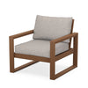 Edge Club Chair Teak Frame Weathered Tweed Cushion