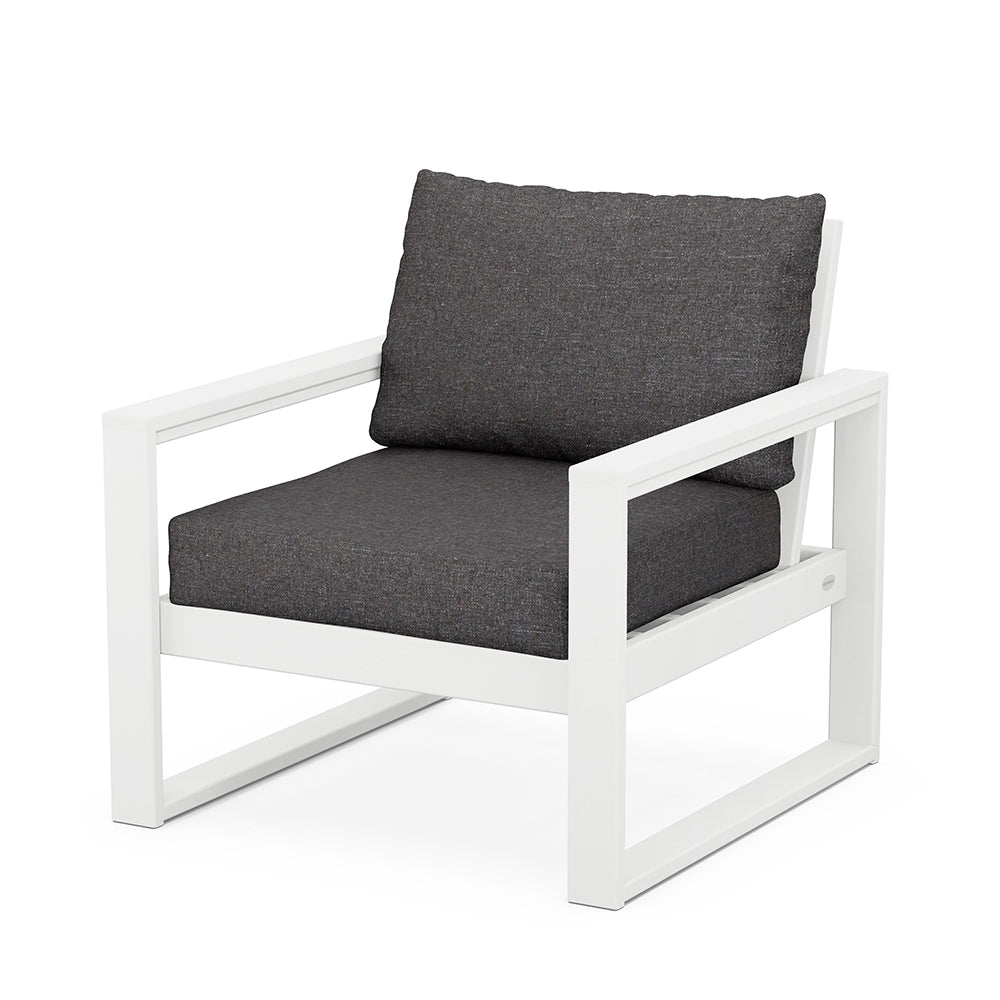 Edge Club Chair White Frame Ash Charcoal Cushion