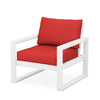 Edge Club Chair White Frame Crimson Linen Cushion