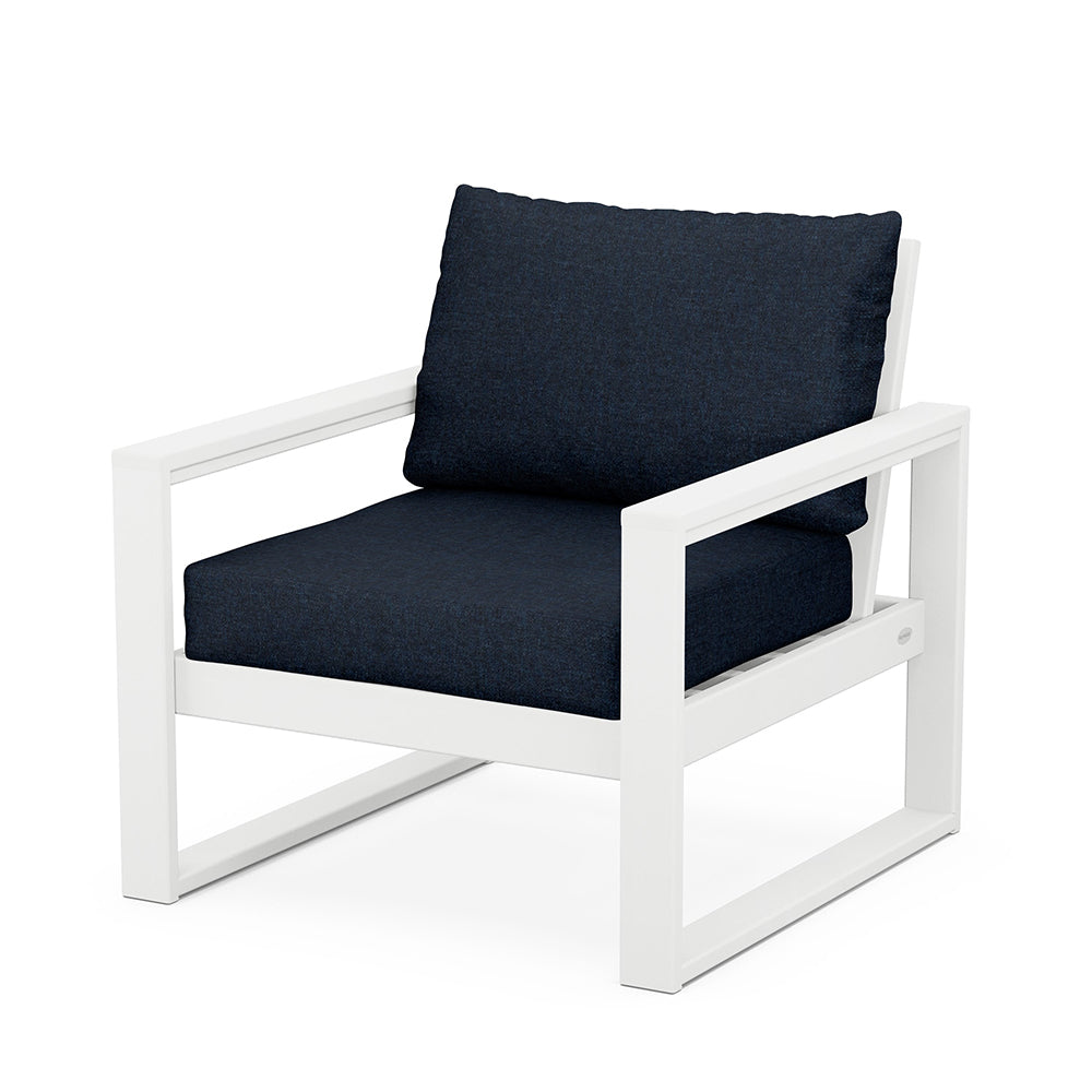 Edge Club Chair White Frame Marine Indigo Cushion