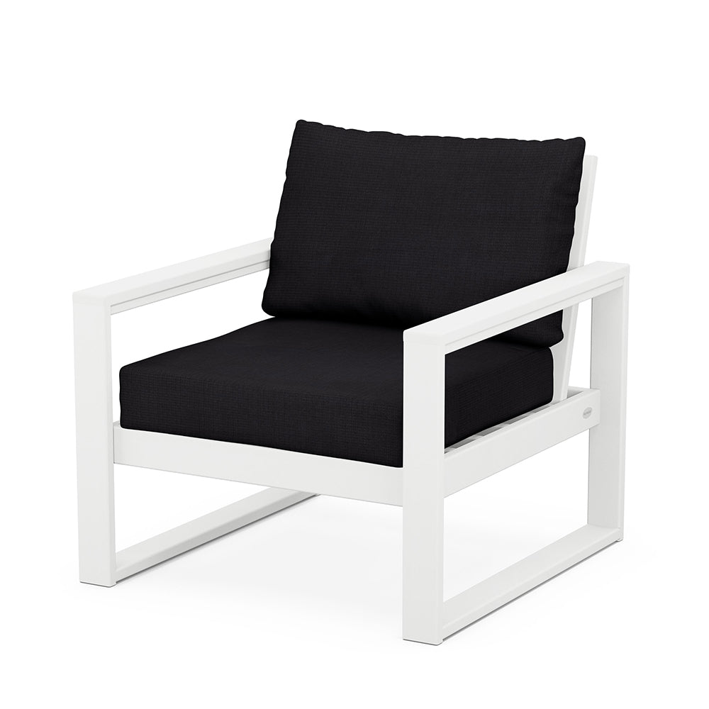 Edge Club Chair White Frame Midnight Linen Cushion, image 91