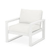 Edge Club Chair White Frame Natural Linen Cushion