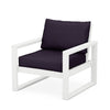 Edge Club Chair White Frame Navy Linen Cushion