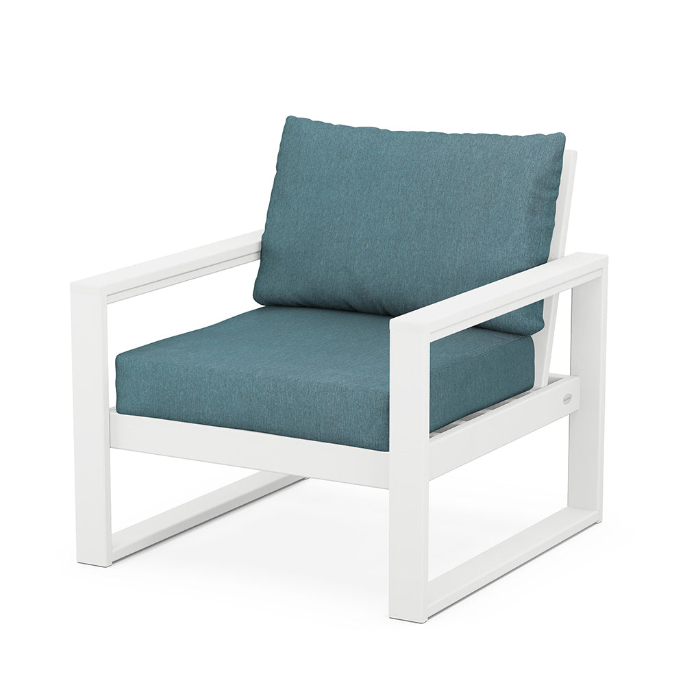 Edge Club Chair White Frame Ocean Teal Cushion