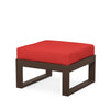 Edge Ottoman Mahogany Frame Crimson Linen Cushion